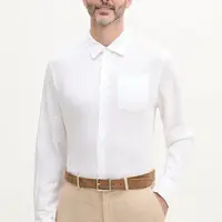 Lněná košile Guess NAPA pánská, bílá barva, regular, s klasickým límcem, M5GH73 WH3J0