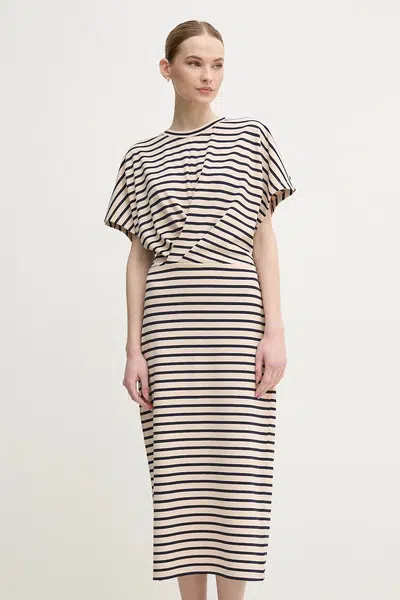 Šaty Marc Aurel béžová barva, midi, oversize, 6552-7000-73858