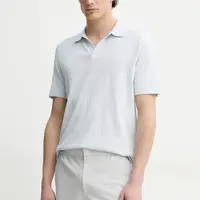 Polo tričko s lněnou směsí Marc O'Polo modrá barva, 523209153026
