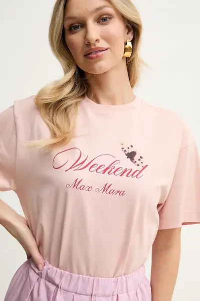 Bavlněné tričko Weekend Max Mara oranžová barva, 2515971032600