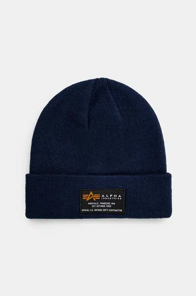 Čepice Alpha Industries Crew Beanie tmavomodrá barva, 128924