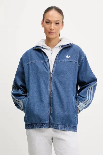 Džínová bunda adidas Originals Denim Os TT modrá barva, přechodná, oversize, JY2896