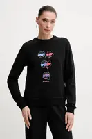 Bavlněná mikina Karl Lagerfeld dámská, černá barva, s potiskem, A2W20076