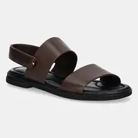 Kožené sandály Tommy Hilfiger PREMIUM HILFIGER STRAPPY LH SAND pánské, hnědá barva, FM0FM05356