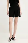 Kraťasy HUGO dámské, černá barva, hladké, high waist, 50537635