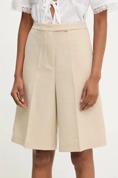 Kraťasy Answear.LAB dámské, béžová barva, hladké, high waist