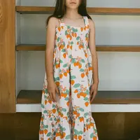 Dětské bavlněné šaty Tinycottons STRAWBERRIES WOVEN DRESS růžová barva, midi, SS25-166