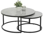 Sada 2 kulatých stolků Luis, 80 cm/60 cm, šedá imitace mramoru