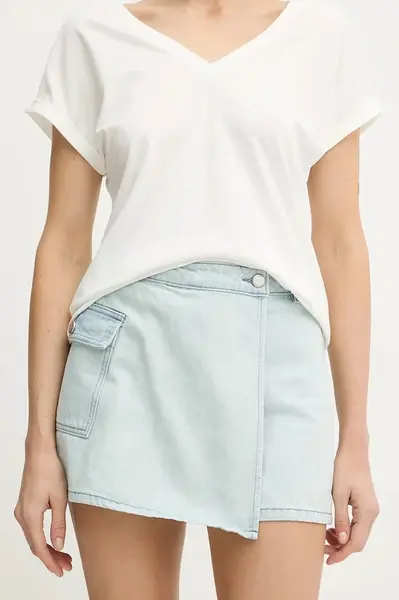 Džínová kalhotová sukně Morgan dámská, modrá barva, hladká, high waist, SHAZAZ