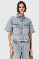 Džínová košile AllSaints TOVE dámská, modrá barva, relaxed, s klasickým límcem, W116PC
