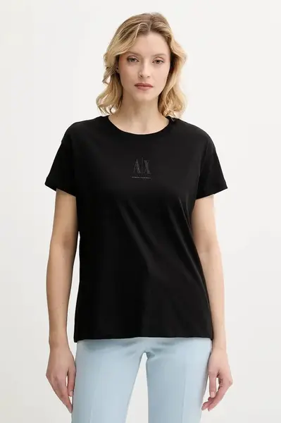 Bavlněné tričko Armani Exchange dámské, černá barva, XW000830 AF10356