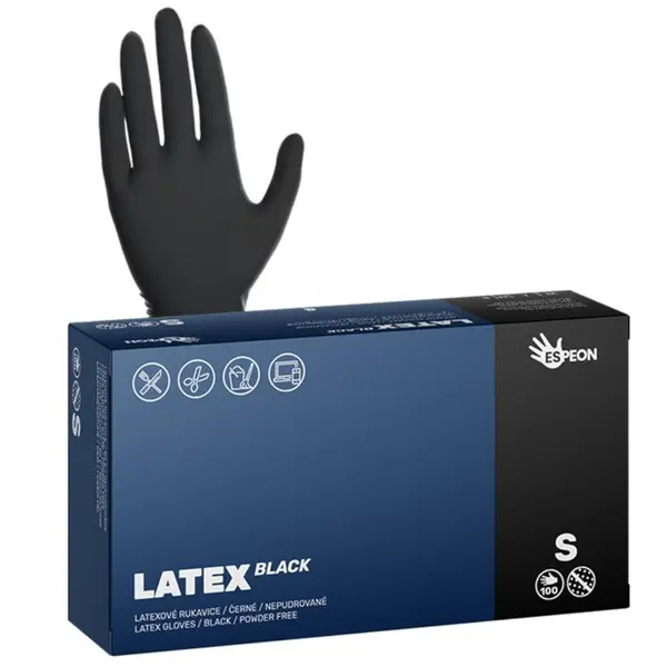 Latexové rukavice Espeon Latex Black - 100 ks, černé, velikost S (100067) + dárek zdarma
