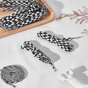 4 Pairs Tartan Pattern Polyester Cord Shoelace