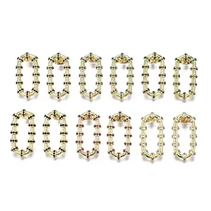 Brass Micro Pave Cubic Zirconia Stud Earrings