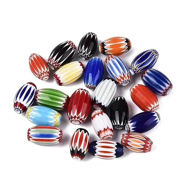Handmade Millefiori Glass Barrel Beads