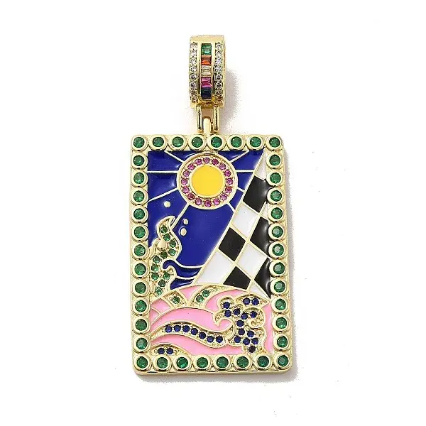 Brass Micro Pave Cubic Zirconia Pendants with Enamel