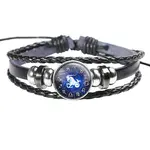 12 Constellation Leather Cord Bracelets