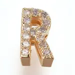 Golden Plated Brass Micro Pave Cubic Zirconia Slide Charms