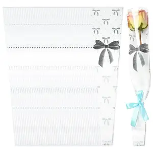 Bowknot Print Transparent PE Cone Flower Sleeves