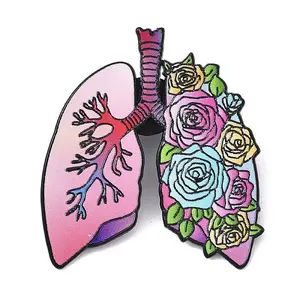 Floral Lung Enamel Brooches