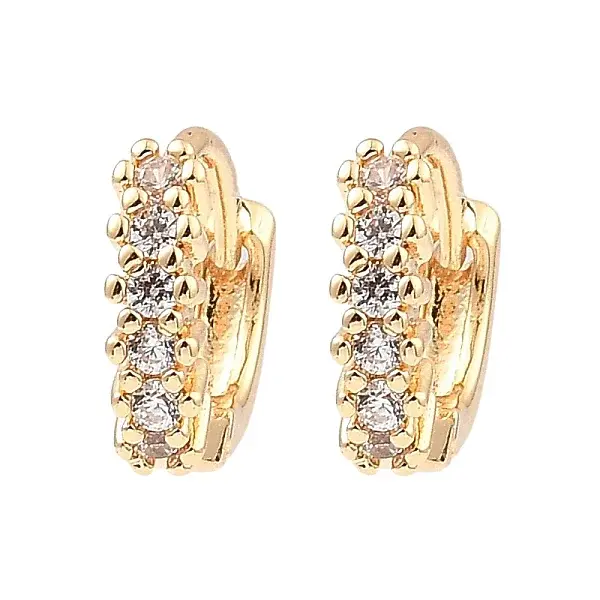 Brass Micro Pave Cubic Zirconia Hoop Earring