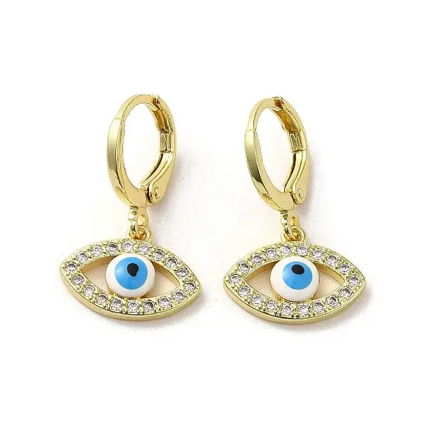 Horse Eye Golden Brass Dangle Leverback Earrings