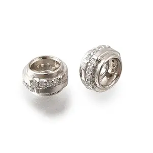 925 Sterling Silver Micro Pave Clear Cubic Zirconia Beads