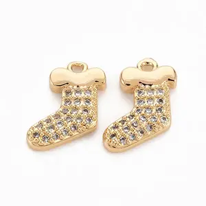 Brass Micro Pave Clear Cubic Zirconia Charms