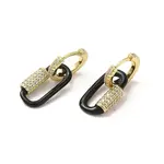 Oval Golden Brass Dangle Hoop Earrings