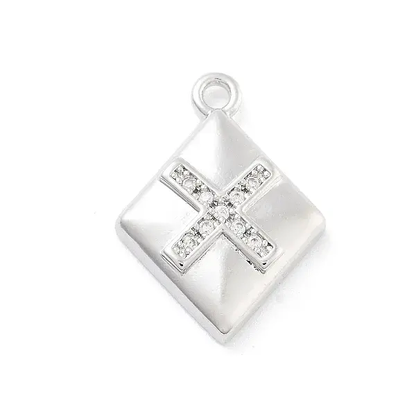 Brass Micro Pave Clear Cubic Zirconia Pendants