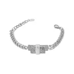 Cubic Zirconia Rectangle Link Bracelet with 304 Stainless Steel Chains