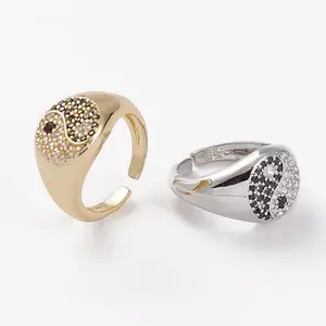 Brass Micro Pave Cubic Zirconia Cuff Rings