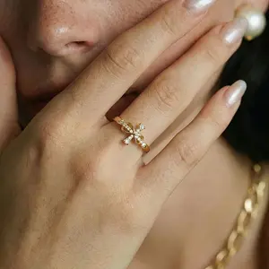 Brass Micro Pave Cubic Zirconia Finger Rings