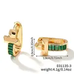 Geometric U-shaped Brass Hoop Earrings for Women