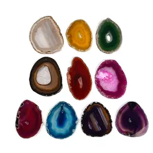 Dyed & Heated Natural Agate Slice Big Pendants