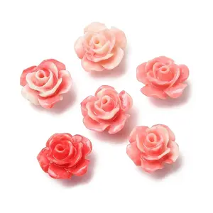Synthetic Coral Dyed Carved Beads