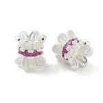 6-Petal Brass Micro Pave Cubic Zirconia Double Sided Bead Caps