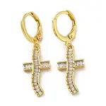 Golden Brass Dangle Leverback Earrings
