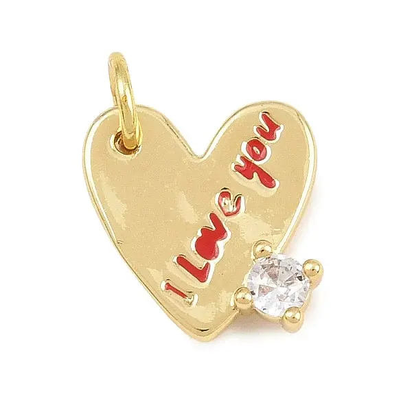 Brass Micro Pave Clear Cubic Zirconia Charms