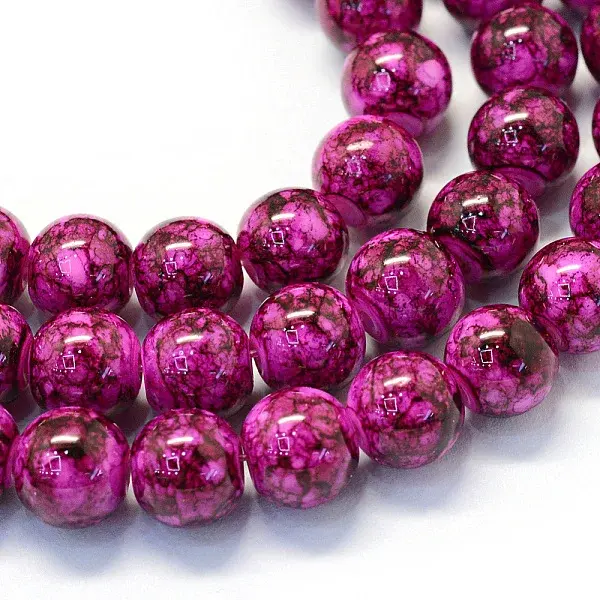 Baking Paint Glass Round Bead Strands