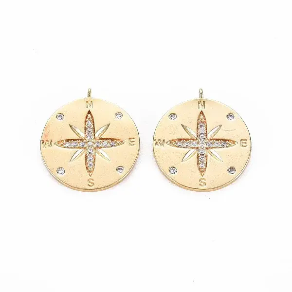 Brass Micro Pave Clear Cubic Zirconia Pendants