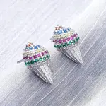 Brass Micro Pave Cubic Zirconia Stud Earrings