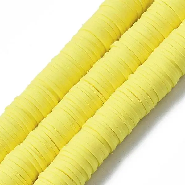 Flat Round Handmade Polymer Clay Beads