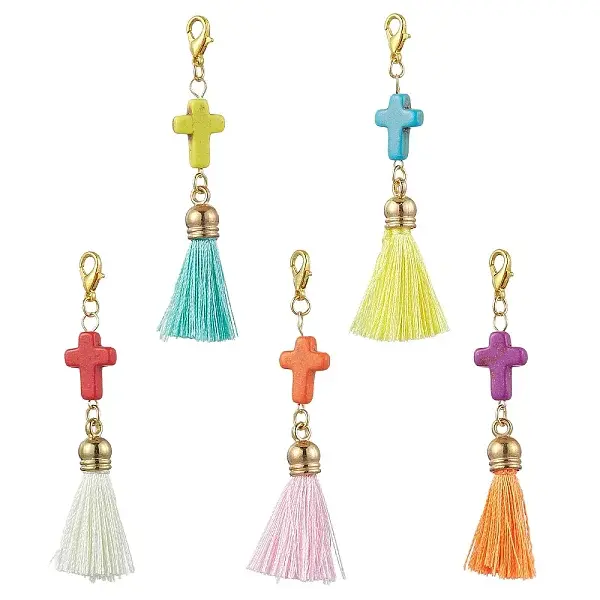 10Pcs Cross Synthetic Magnesite Pendant Decoration