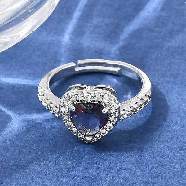 Brass Micro Pave Clear Cubic Zirconia Cuff Open Rings