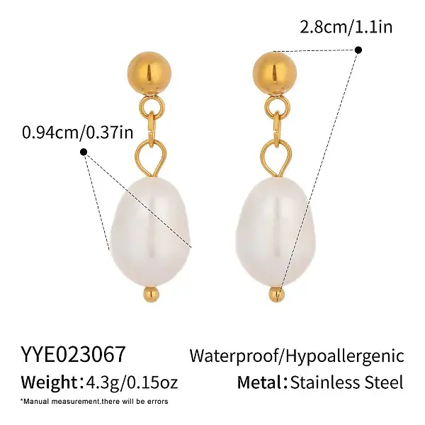 Stainless Steel Rice Dangle Stud Earrings
