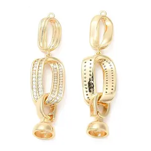 Brass Micro Pave Clear Cubic Zirconia Fold Over Clasps