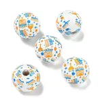 Printed Wood European Beads