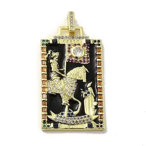 Brass Micro Pave Cubic Zirconia Pendants with Enamel