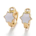 Brass Micro Pave Clear Cubic Zirconia Huggie Hoop Earrings